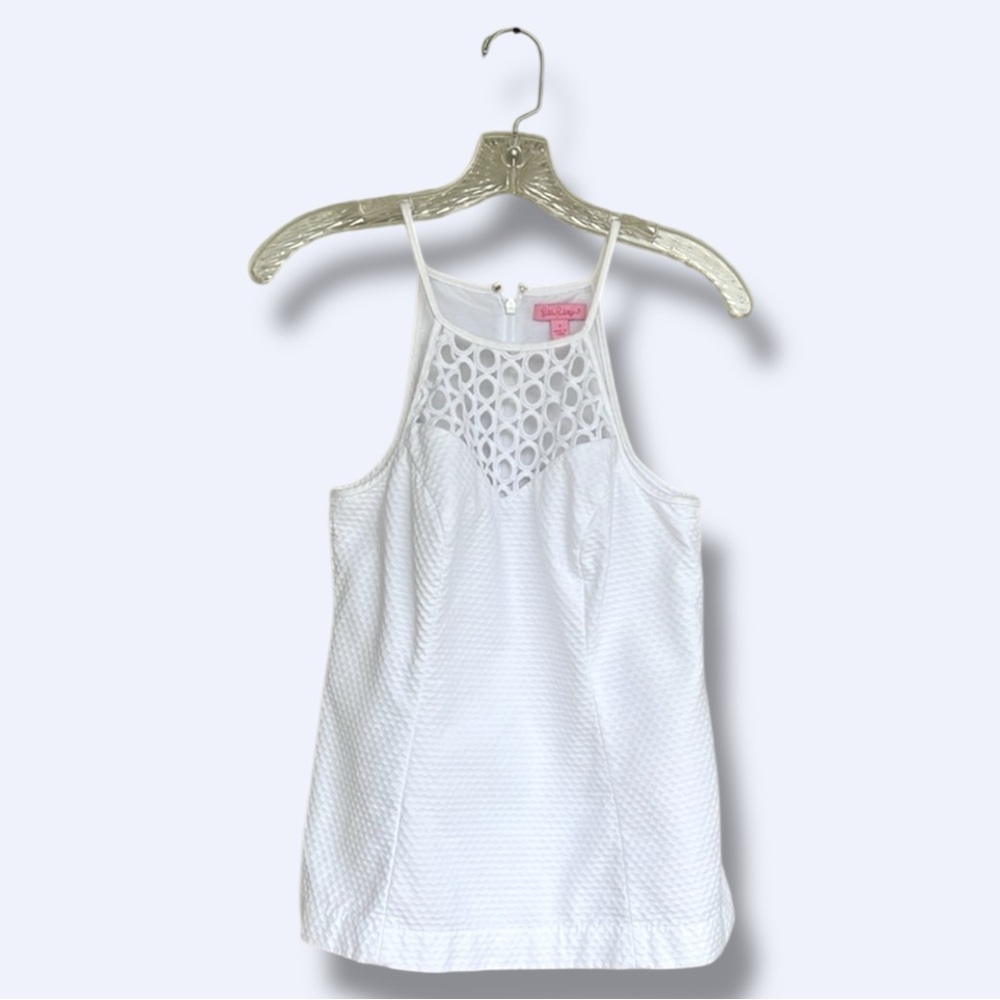 Lilly Pulitzer Larina White Pique Cotton Top Size 4 - Picture 2 of 15